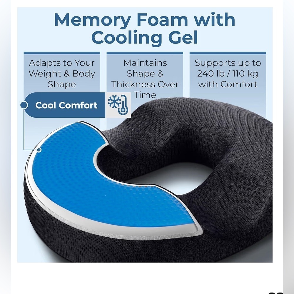 Memory Foam Neck Pillow with Cooling Gel New Damage Box